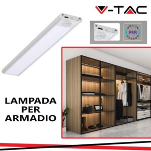 lampada per armadio ricaricabile con con sensoree corpo di colore argento 4000k